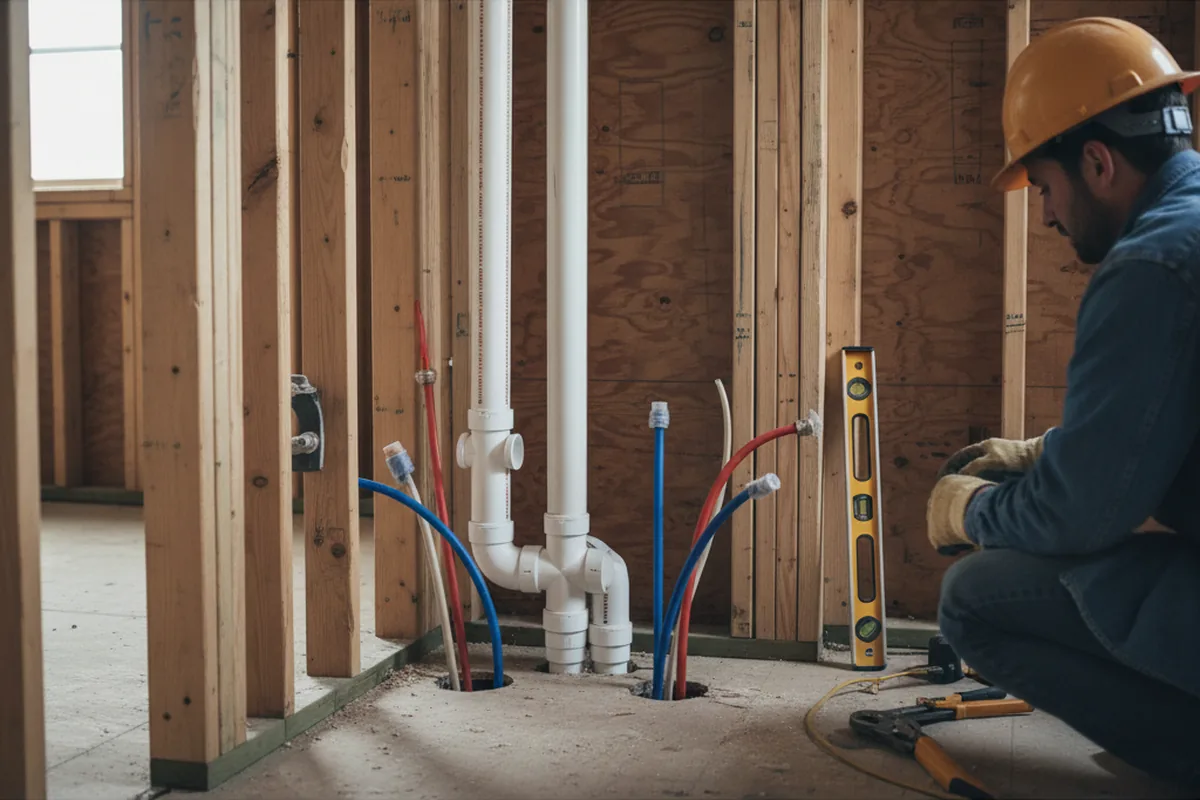 Drain and supply rough-in during Garbage Disposal Repair in Shade