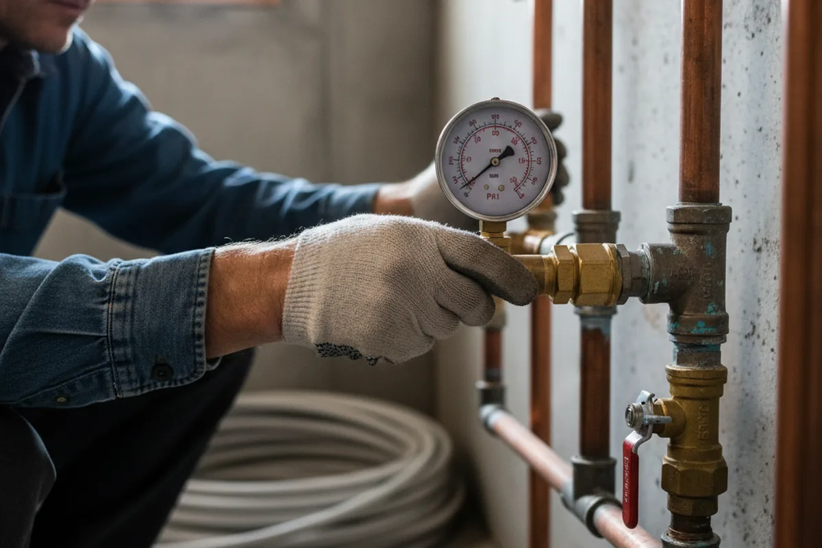 Pressure testing a repaired line during Water Line Repair in Shade